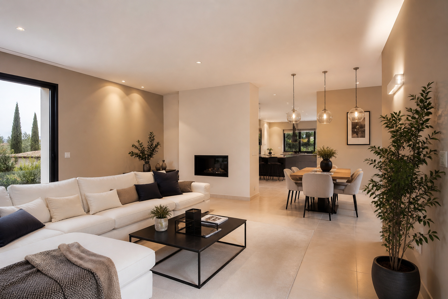 Rénovation intérieure salon contemporain — Pro Tech Peinture